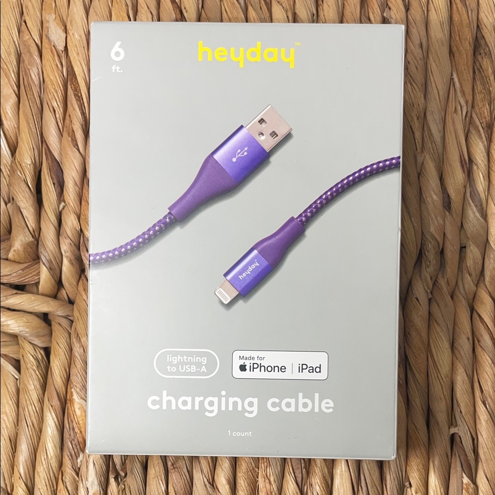 Heyday Lightning to USB-A Charging Cable 6ft Purple iPhone iPad